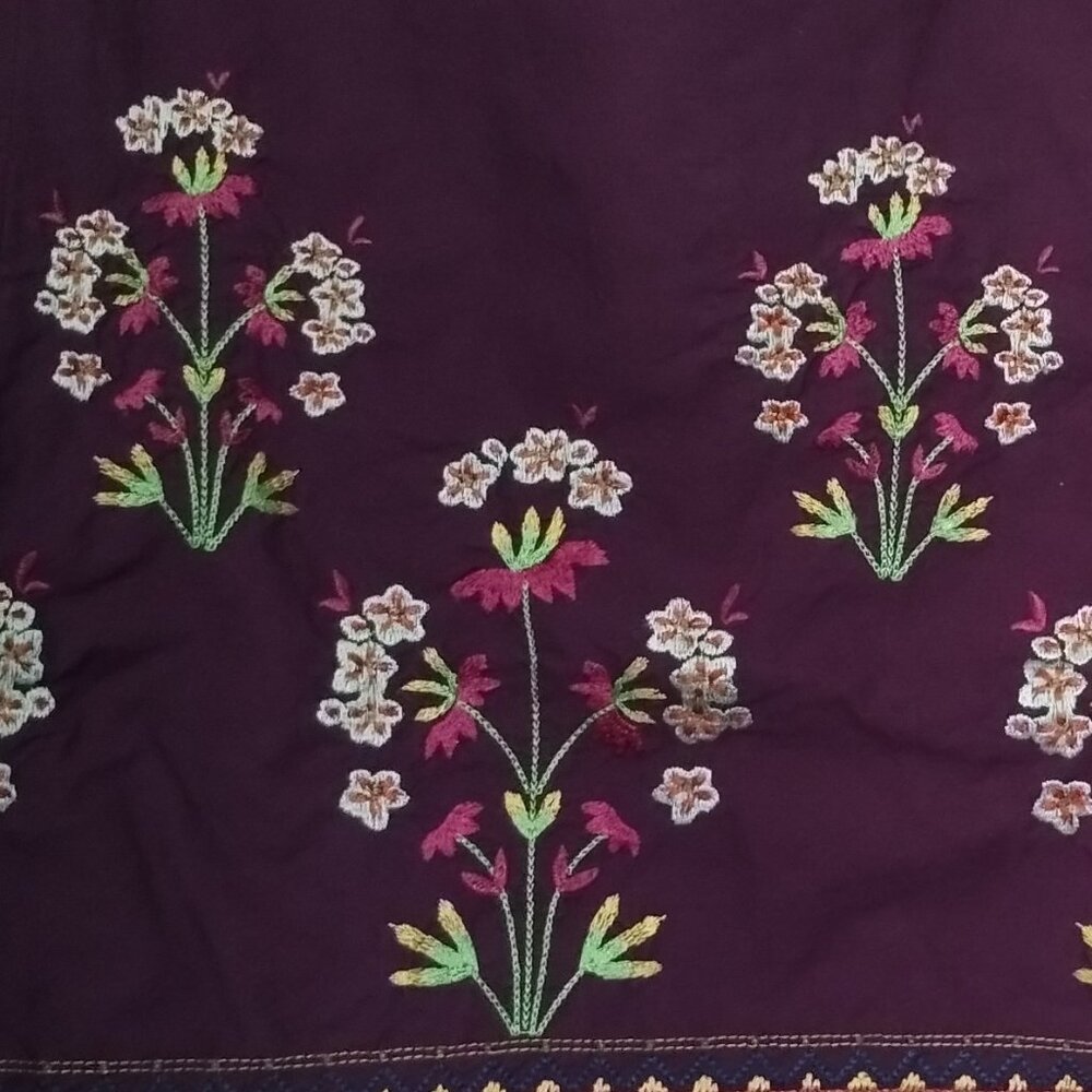 Talbots Purple Floral Embroidery Beaded Skirt - Picture 4 of 6